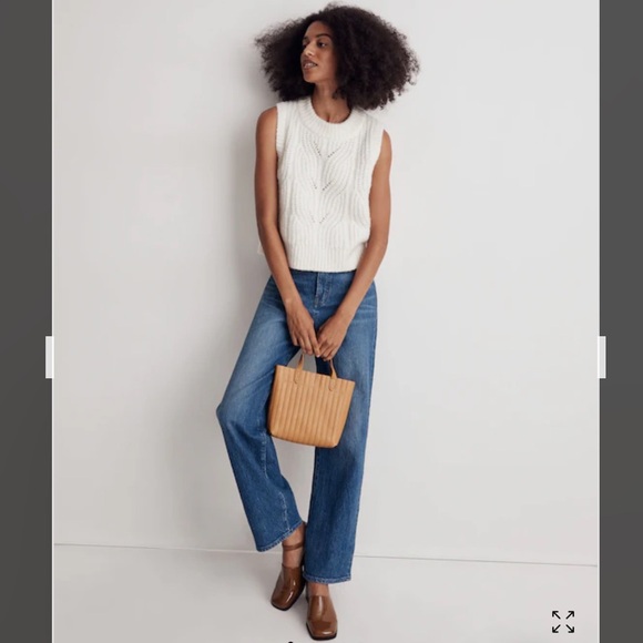 Madewell Pointelle Knowe Sweater Vest Sleeveless NI311 wool blend layering M - Picture 6 of 14